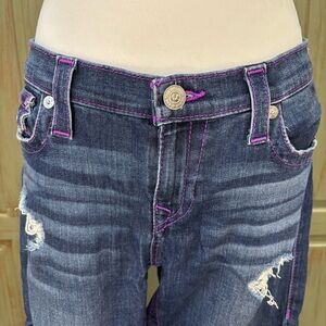 True Religion Blue Jeans with Purple Stitching US 10 (EU 30)
